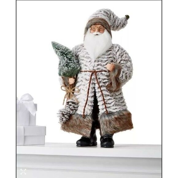 Holiday Lane Cozy Christmas 18"H Fabric Standing Santa with Tree - Picture 1 of 3